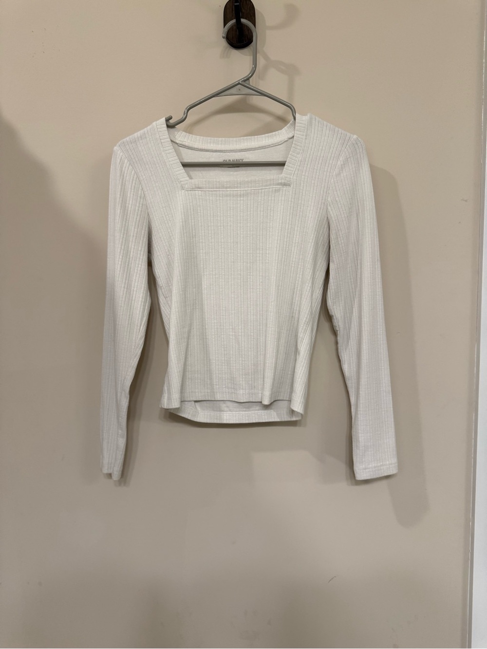 Old Navy Ribbed Square-Neck Long Sleeve Top - White